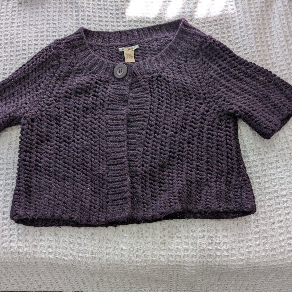 RUFF HEWN Wool Blend Short Sleeve Sweater Cardigan